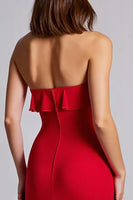 Load image into Gallery viewer, Red A Line Chiffon Long Formal Dress with Ruffles