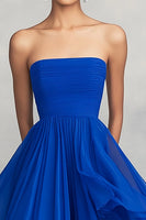 Load image into Gallery viewer, Royal Blue Pleated Asymmetrical A Line Chiffon Long Formal Dress