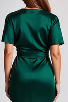 Load image into Gallery viewer, Dark Green Satin Sheath Long Formal Dress