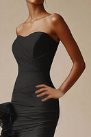 Load image into Gallery viewer, Sweetheart Mermaid Tiered Long Black Tie Dress