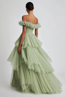 Load image into Gallery viewer, Dusty Sage Tulle Ball Gown Maxi Formal Dress with Ruffles