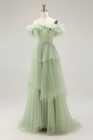 Load image into Gallery viewer, Dusty Sage Tulle Ball Gown Maxi Formal Dress with Ruffles