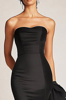 Load image into Gallery viewer, Satin Mermaid Long Black Tie Dress with Ruffles