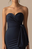 Load image into Gallery viewer, Navy Mermaid Sweetheart Long Formal Dress with Slit