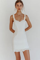 Load image into Gallery viewer, White Sheath Satin Spaghetti Straps Graduation Dress