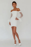 Load image into Gallery viewer, White Bodycon Backless Graduation Dress with Ruffles