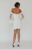 Load image into Gallery viewer, White Bodycon Backless Graduation Dress with Ruffles