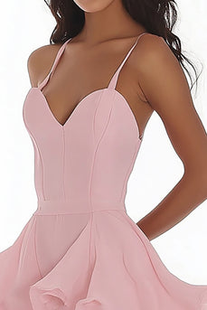Pink A Line Sweetheart Birthday Party Dress with Ruffles