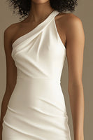 Load image into Gallery viewer, One Shoulder Sheath Little White Dress