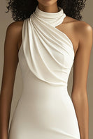 Load image into Gallery viewer, Sleeveless Sheath Ruched Little White Dress