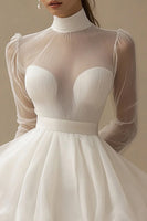 Load image into Gallery viewer, Tulle Tiered Little White Dress with Long Sleeves