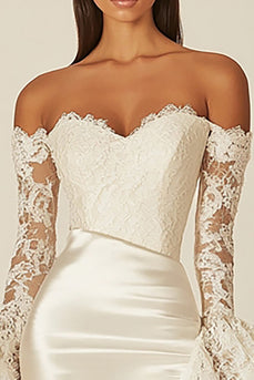 Satin Sheath Sweetheart Little White Dress with Lace