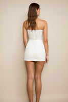 Load image into Gallery viewer, White Sparkly Bodycon Satin Graduation Dress with Beading