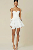 Load image into Gallery viewer, White A Line Chiffon Ruched Graduation Dress