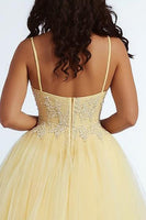 Load image into Gallery viewer, Daffodil Spaghetti Straps A Line Plus Size Prom Dress with Appliques