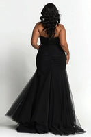 Load image into Gallery viewer, Simple Black Strapless Mermaid Plus Size Prom Dress