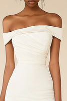 Load image into Gallery viewer, White Satin Ruched Short Bodycon Graduation Dress