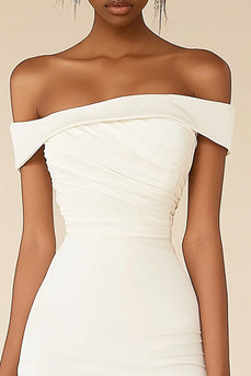 White Satin Ruched Short Bodycon Graduation Dress