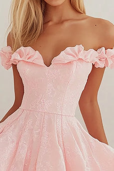 Pink Organza Sweetheart Short Graduation Dress with Ruffles