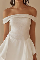 Load image into Gallery viewer, White Chiffon Short A Line Graduation Dress with Sequins