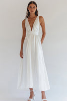 Load image into Gallery viewer, White Chiffon V-Neck Long Engagement Dress