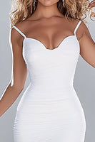 Load image into Gallery viewer, White Chiffon Spaghetti Straps Mermaid Engagement Dress with Slit