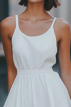 White Chiffon Scoop Short A Line Graduation Dress