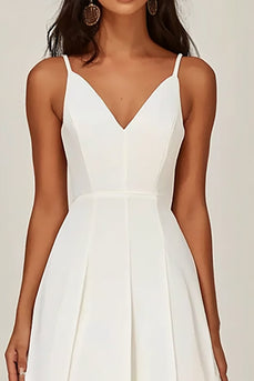 White Satin Long A Line Engagement Dress
