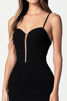Load image into Gallery viewer, Black Satin Spaghetti Straps Short Bodycon Cocktail Dress