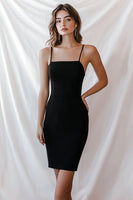 Load image into Gallery viewer, Black Satin Short Spaghetti Straps Bodycon Cocktail Dress