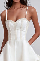 Load image into Gallery viewer, White Spaghetti Straps Short Graduation Dress with Ruffles