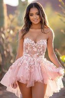 Load image into Gallery viewer, Blush Tulle Sweetheart Short Prom Dress with Lace
