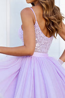 Load image into Gallery viewer, Sparkly Lilac Corset Tulle A Line Short Prom Dress