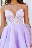 Load image into Gallery viewer, Sparkly Lilac Corset A Line Short Tulle Prom Dress