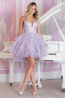 Load image into Gallery viewer, Sparkly Lilac Tulle A Line Short Prom Dress with Beading