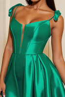 Load image into Gallery viewer, Dark Green A Line Satin Corset Short Prom Dress