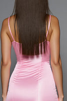 Load image into Gallery viewer, Pink Bodycon Satin Short Prom Dress with 3D Flowers