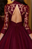 Load image into Gallery viewer, Burgundy A Line Tulle Short Corset Prom Dress with Lace