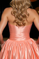 Load image into Gallery viewer, Orange Satin Sweetheart A Line Short Corset Prom Dress
