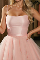 Load image into Gallery viewer, Blush A Line Tulle Ruched Short Prom Dress with Bow