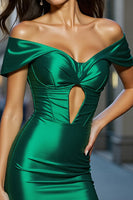 Load image into Gallery viewer, Dark Green Bodycon Satin Short Prom Dress with Keyhole