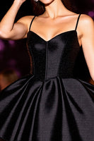 Load image into Gallery viewer, Black Corset Satin A Line Short Prom Dress