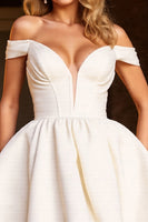 Load image into Gallery viewer, White Deep V-Neck A Line Corset Short Prom Dress