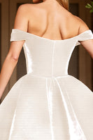 Load image into Gallery viewer, White Deep V-Neck A Line Corset Short Prom Dress