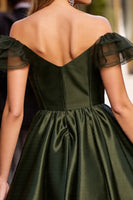 Load image into Gallery viewer, Army Green Corset Satin Short Prom Dress with Ruffles