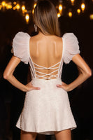 Load image into Gallery viewer, Ivory Corset Bodycon Short Tulle Prom Dress