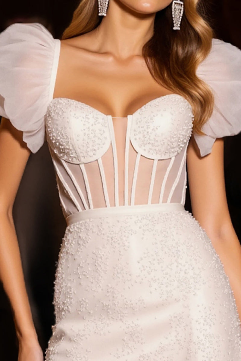 Load image into Gallery viewer, Ivory Corset Bodycon Short Tulle Prom Dress