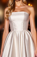 Load image into Gallery viewer, Ivory Satin Strapless A Line Short Corset Prom Dress
