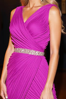 Load image into Gallery viewer, Sparkly Fuchsia Ruched Tight Beaded Short Prom Dress