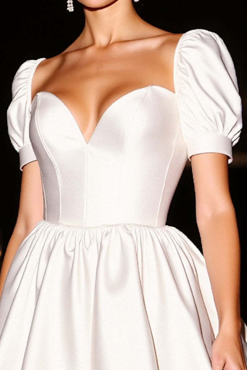 Load image into Gallery viewer, White A Line Corset Satin Short Prom Dress
